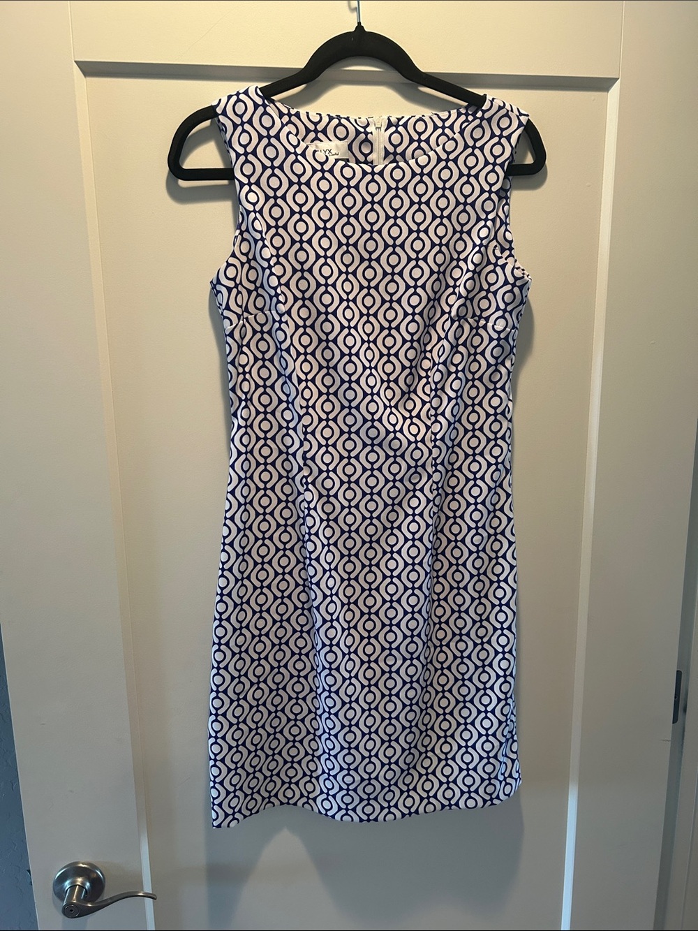 Alyx Limited White Dress with Navy Geometric Print